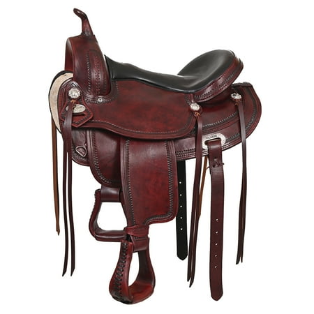 17 In HILASON Western Horse Saddle American Leather Flex Tree Trail & Pleasure Antique Mahogany