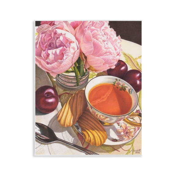 Stupell Industries French Country Tea with Peonies & Plums Wall Plaque Art, 11 x 14, by Mardell Schuster