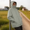 thumbnail image 7 of Aestivo Men's Full Zip Anorak Jacket, Solid Hooded Outerwear, Lightweight Zip-Up Coat for Casual Travel Work, Army Green L, 7 of 7