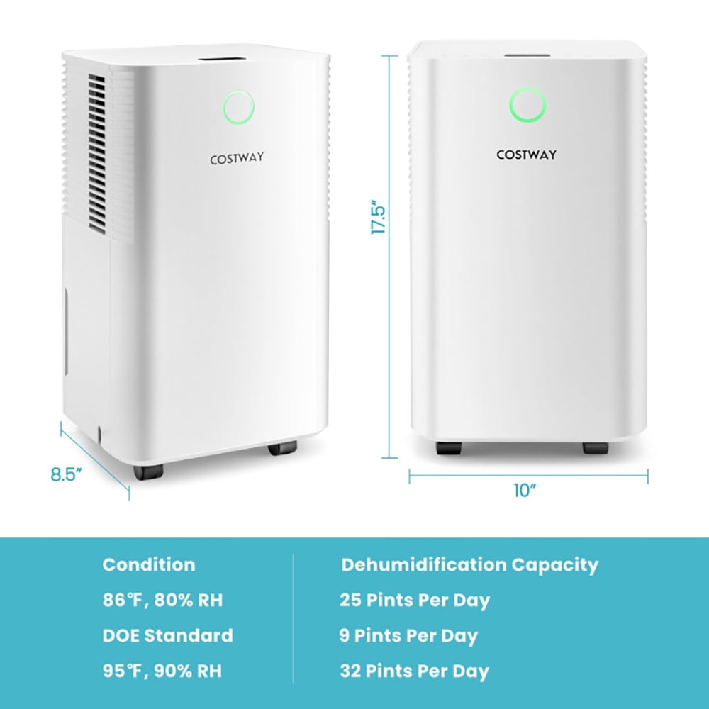 Spaco 1750 Sq. Ft 32 Pints Dehumidifier with Auto Defrost and 24H Timer Drain Hose-White, Dehumidifier for Basement and Bedroom