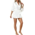 thumbnail image 4 of INSPIRE CHIC Bata de Seda para Mujeres con Mangas 3/4 y Cintura Ajustable, Ropa de Casa L Blanca, 4 of 6