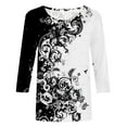 thumbnail image 3 of Womens Fashion Three Quarter Sleeve Retro Round Neck Easter Printed Loose Tops Blouse, 3 of 4