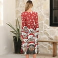 thumbnail image 4 of Women's Christmas Printed Fashionable Loose Round-Neck Dress, Holiday Print, Casual Wear, Retro Style, Comfort Fit, Everyday Dress, Festive,Vermilion,2XL, 4 of 5
