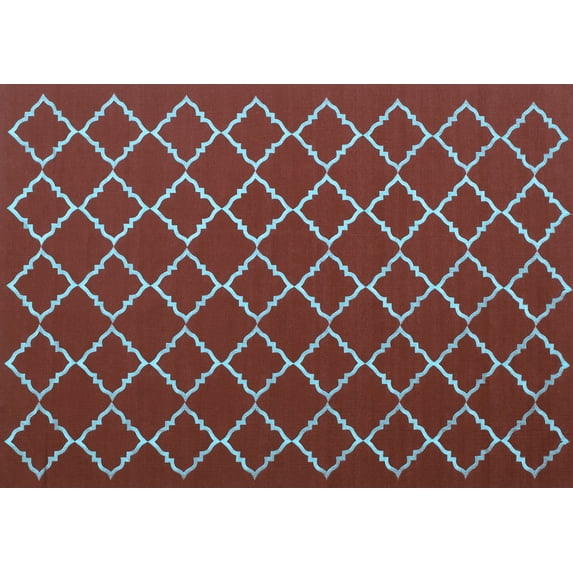 Ahgly Company Indoor Rectangle Trellis Light Blue Modern Area Rugs, 2' x 3'