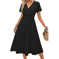 thumbnail image 3 of UVN Women Summer Dresses Short Sleeve V Neck A-Line Midi Dress Ladies Boho Beach Floral Print Sundress, 3 of 9