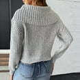 thumbnail image 6 of successthop Sweaters for Women Cropped Long Sleeve Tops Collar Pullover Outwear Ribbed Cuff Crochet Floral Clothes Gray, 6 of 6