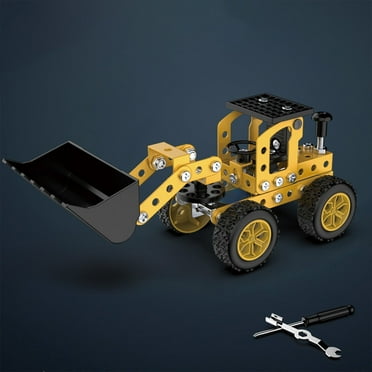 Toys under $5! kkbbma Metal Model Car Kits,Kids Assembly Educational Building Toys Metal Assembly Engineering Car Toy Creatives Model Building Blocks Children's Excavator Gift Bulldozer