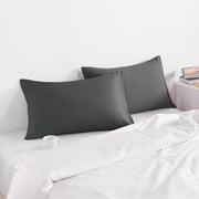 [Pillowcase]-Ultra Soft Brushed Microfiber Pillowcases Set, Cozy Machine Washable Bed Pillow Cases, King Size, Dark Gray, 2 Piece