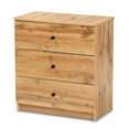 thumbnail image 2 of Baxton Studio Commode de Rangement à 3 Tiroirs en Bois Fini Chêne Brun Decon, 2 of 8