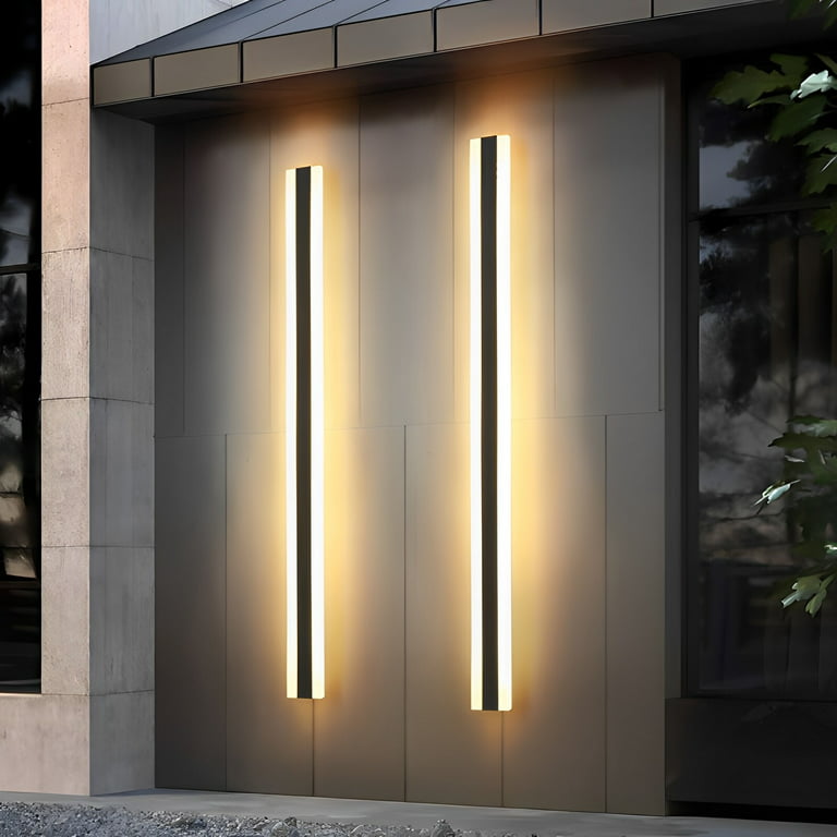 Censlighting Outdoor Modern Wall Light LED Wall Sconce Fixture Rectangular  Black Wall lamp Acrylic IP65 Anti Rust for Proch Background Wall 