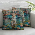 thumbnail image 3 of Orinice Dog Bridge Water Lilies Graphic Decorative Throw Pillow Cover for Home Couch Living Room Bed Sofa - Printed on Both Sides - Pack of 1 18x18in, 3 of 5