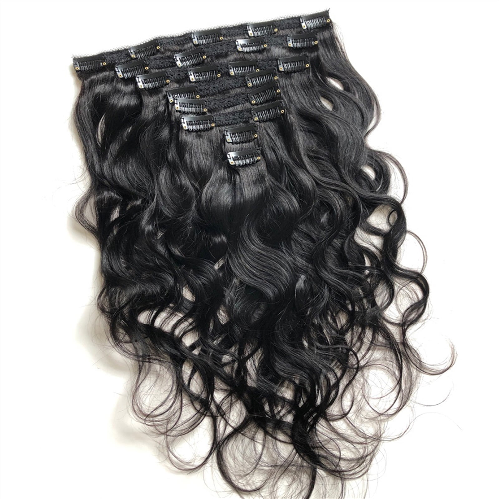 Hair Clip In Hair Extensions Real Human Hair - Body Wave Hair Extensions Clip Ins Grade Brazilian Remy Hair 8Pcs With 20Clips Double Wefts Thick and Softt