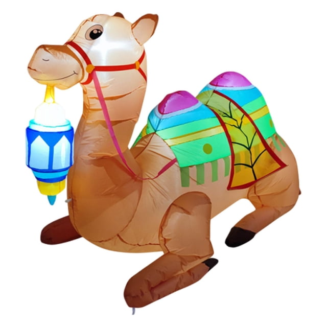 KLKCMS Ramadan Camel Inflatable Built in LED Lights Yard Decor for Garden Yard Home