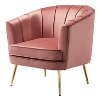 Furniture of America Elvie Velvet Upholstered Accent Chair in Vintage Pink Rose