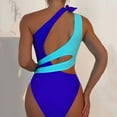 thumbnail image 4 of CAICJ98 Thong Bikini Swimsuit Women One Piece Mesh Swimsuit High Neck Halter Cutout Monokini Swimwear Blue,XL, 4 of 4