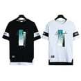 thumbnail image 5 of sunsanly O-Neck Short Sleeve Fake Two Piece Men T-shirt Summer Letter Print Loose Tee Shirt Streetwear, 5 of 8