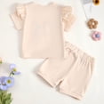 thumbnail image 4 of KPOPLK Toddler Baby Girl Clothes Letter Embroidered Short Sleeve T Shirt Shorts Sets Summer Outfits(Light Yellow#3,0-6 Months), 4 of 9