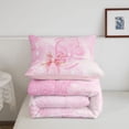 thumbnail image 5 of Manfei Cartoon Letter C Twin Comforter Sets,Kawaii Bowtie Bedding Set,Pink,Pink Reversible,2-Piece,1 Comforter and 1 Pillowcase, 5 of 7