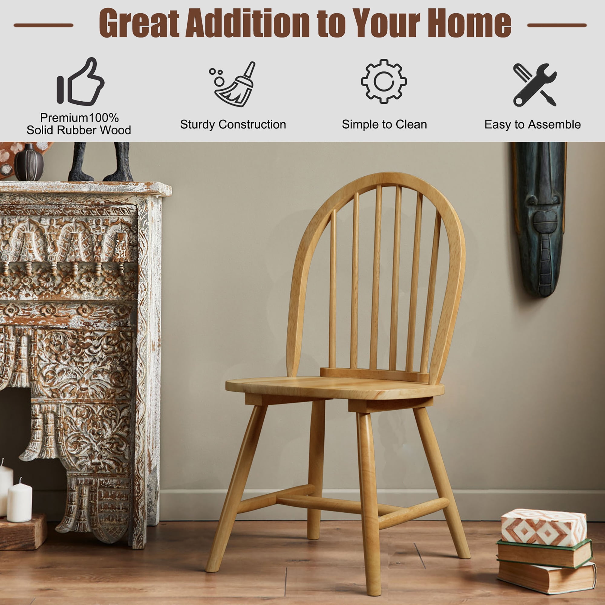 TON Windsor chair ④ Costway Set of 4 Vintage Windsor Dining Side Chair with Curved