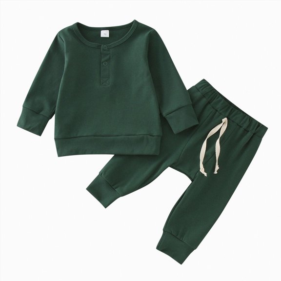 Futezty Toddler Boys Girls Clothes Fall Winter Outfit Sets, Kids Outfits Sets Long Sleeve Crew Neck Cotton Drawstring Pants 0 6 12 18 24 Months 2T 3T 4T 2 Piece Sweatshirt Jogger Pant