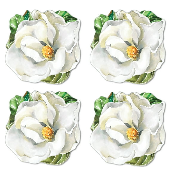 CounterArt Magnolia/Hydrangea Shaped Reversible Easy Care Flexible Tabletop Placemat 4 Pack