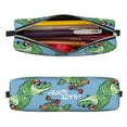 thumbnail image 2 of Pofeuu Crocodile Riding Skateboard Print Leather Pencil Case, Leather Pencil Pouch Large Capacity, Big Pencil Pouch with Zipper Vintage Pen Bag Fountain Pen Holder, 2 of 7