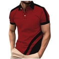 thumbnail image 4 of Fnnxeal Mens Polo Shirts, Collared Big and Tall Shirt Solid Button Summer Casual Red Polo Shirts for Men Size 3XL, 4 of 4