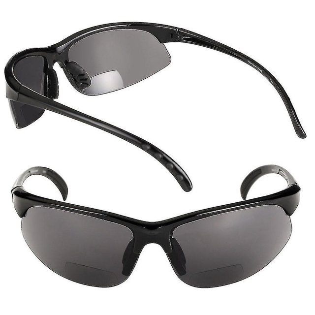 2 pares de gafas de sol deportivas bifocales unisex - Gafas de sol de lectura para exteriores - Negro/negro - 1,25