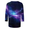 thumbnail image 4 of Olyvenn 3/4 Length Sleeve Womens Tops 2025 Tie Dye Print Vintage Tee Fashion Casual Plus Size Blouse Crewneck Loose Shirts Purple XL, 4 of 5