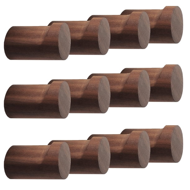 Ganchos de pared de madera BSdonte, 12 unidades, madera de nogal natural, resistentes