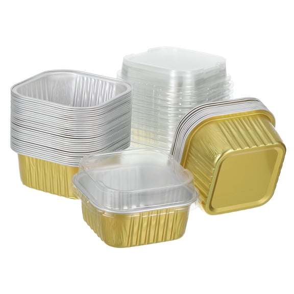 40Pack 5oz Disposable Mini Cake Pans with Lids Gold  for Baking and Parties