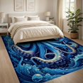 thumbnail image 3 of ODIKA 8'x10' Ultra-Soft Area Rug, Navy Animals Octopus Marine Creature Wave Border Tentacle Nautical None Washable, Bare feet friendly, Silk-Touch for Bedroom, Under Sectional, 3 of 7