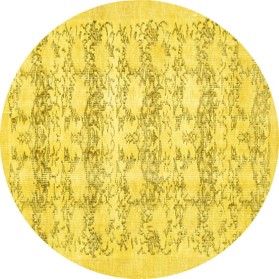 Ahgly Company Machine Washable Indoor Round Persian Yellow Traditional Area Rugs, 4' Round