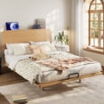 thumbnail image 3 of Queen Size Platform Bed with Headboard, Queen Floating Bed with Charging Station, Bamboo-Made Queen Bed Frame with Support Slats for Teens Adults, Natural, 3 of 11