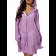 thumbnail image 3 of Cárdigan de Color Liso para Mujer, para Playa, Vacaciones, Informal, para Bikini, Traje de Baño, Protección Solar Púrpura un Tamaño, 3 of 8