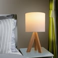 thumbnail image 2 of Mainstays Tripod Oak Table Lamp with Classic White Fabric Shade, 16.75"H, One Size, 2 of 8
