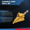 thumbnail image 6 of NEIKO 10174A Quick Change Spiral Grooved Step Drill Bit | 10 Step Drill Bit Sizes in One - 1/4" to 1-3/8" | High-Speed Steel and Titanium Nitride Coating | Two-Flute Design, 6 of 6
