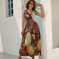 thumbnail image 5 of Autumn Pumpkins Maroon Background Sleeveless Dress Dresses Women Summer Evening Dresses Ladies Bohemia Long Dresses, 5 of 9