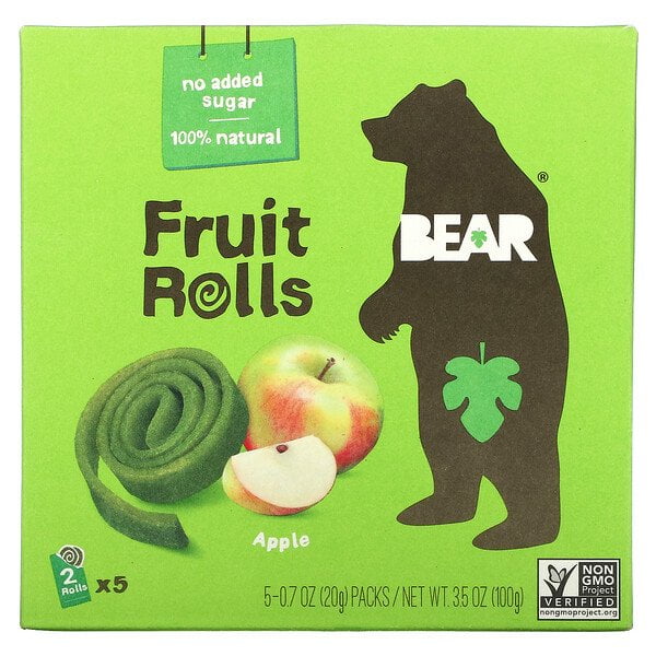 Bear, Fruit Rolls, Apple, 5 Packs, 0.7 oz
