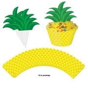 Beistle 8 in. Pineapple Cupcake Wrappers - Pack of 12
