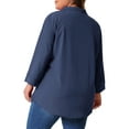 thumbnail image 4 of DARING DIVA Women's Plus V Neck Long Sleeve Flowy Blouse 2X Dark Blue, 4 of 6