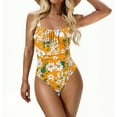 thumbnail image 6 of Xdegoge Swimsuits for Women Square Neck Ruched Tummy Control One Piece Bathing Suits Smooth Botanical Floral Print Slimming Flattering Beachwear, 6 of 7