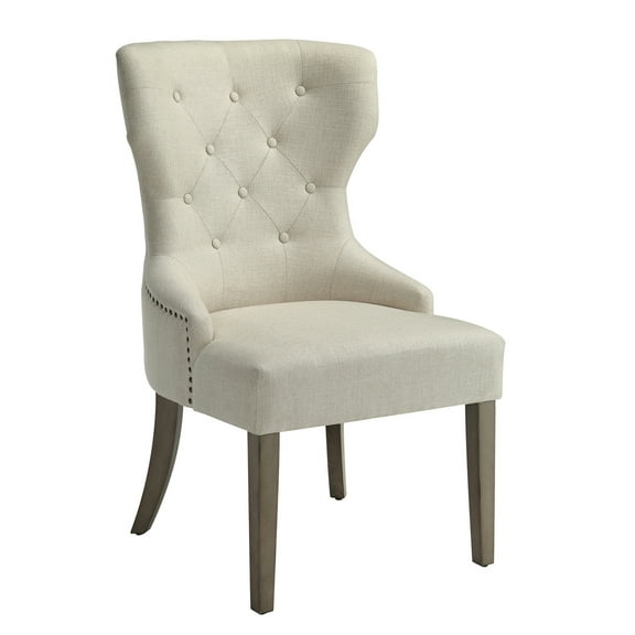 Benjara Luxurious And Comfy Button Tufted Dining Chair, Beige