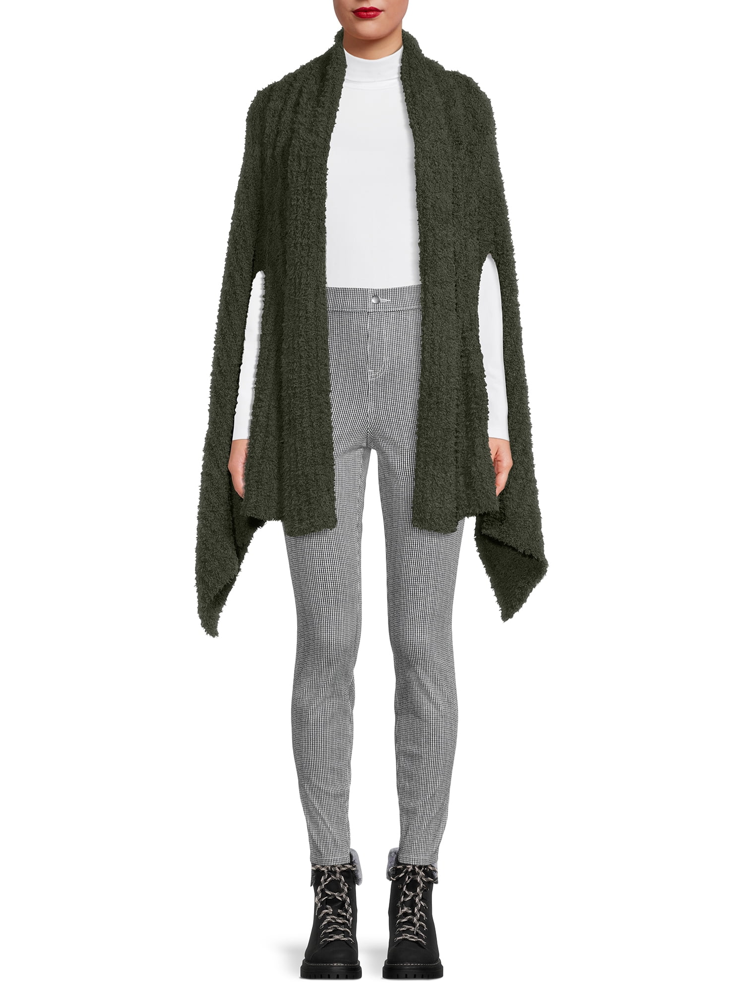 Time and Tru Adult Women's Solid Rib Cozy Wrap