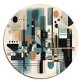 thumbnail image 2 of Designart "Quiet Depths Cream and Blue Minimalism IV" Minimalism Metal Round Wall Art, 2 of 5