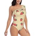 thumbnail image 5 of Balery Strawberries One Shoulder Swimsuits for Women Ruffle Swimsuits Tummy Control One Shoulder Bathing Suits-XX-Large, 5 of 8