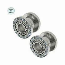 Luxe Modz Ear Plugs Gauges Screw Fit with CZ Gems Piercings Jewelry for Women Men