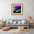 thumbnail image 3 of Stephen Chambers 26x26 Gold Ornate Wood Framed With Double Matting Wall Art Titled - Unreal Neon Waterlilies Two, 3 of 6