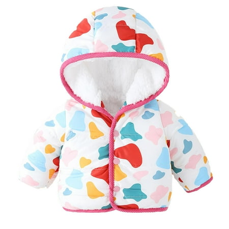 

Cute Hoodies Baby Coat With Wool Thickened Baby Cotton Padded Clothes For Baby Girls Graphic Sweatshirts Red 3-4 Years