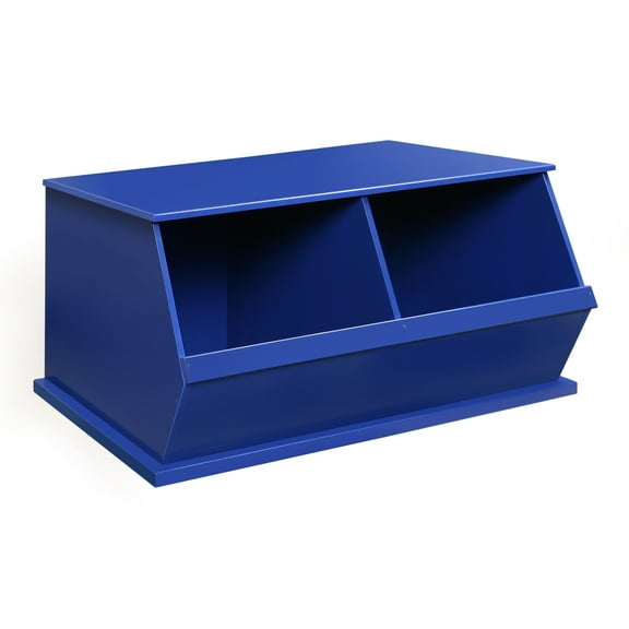 Badger Basket Children's 2-Bin Stackable Wooden Storage Cubby 5.3 Cu ft. – Blue